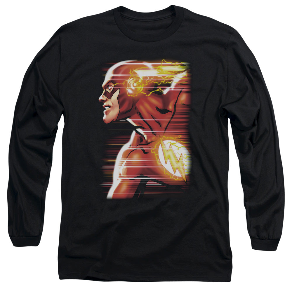 Justice League Speed Head Mens Long Sleeve Shirt Black Officially Licensed