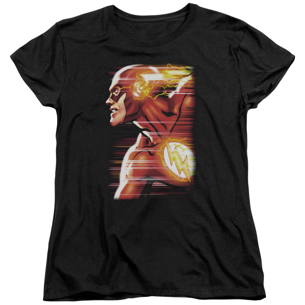 Justice League Speed Head Womens T Shirt Black Officially Licensed