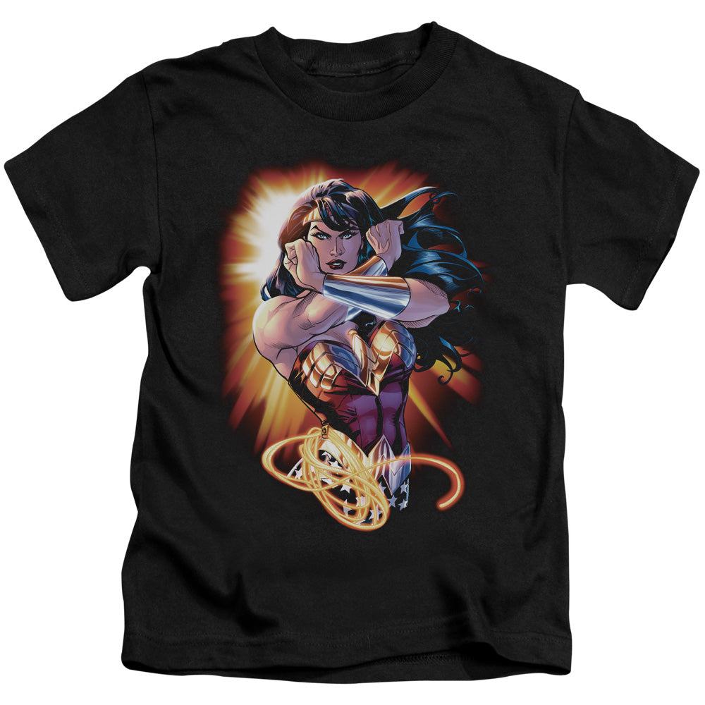 Justice League Wonder Rays Juvenile Kids Youth T Shirt Black Officially Licensed