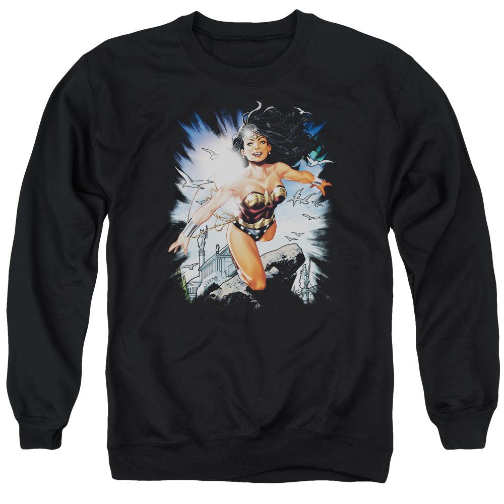 Justice League of Themyscira Mens Crewneck Sweatshirt Black Officially Licensed