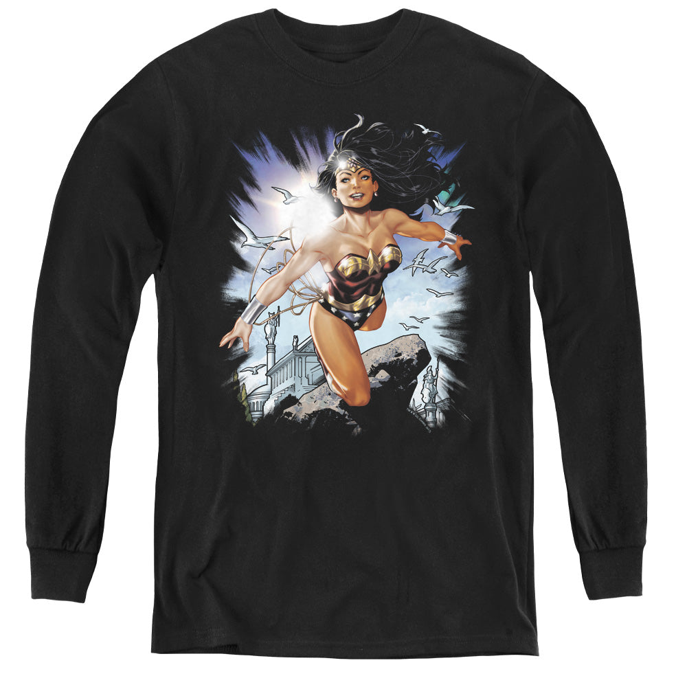 Justice League of Themyscira Long Sleeve Kids Youth T Shirt Black Officially Licensed