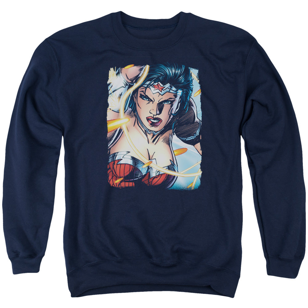 Justice League Of America Scowl Mens Crewneck Sweatshirt Navy Officially Licensed