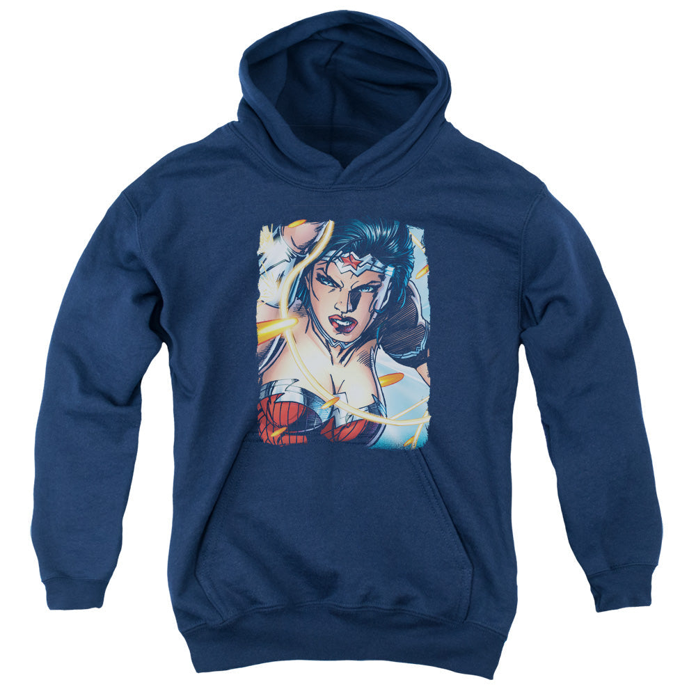 Justice League Scowl Kids Youth Hoodie Navy Blue Blue Officially Licensed