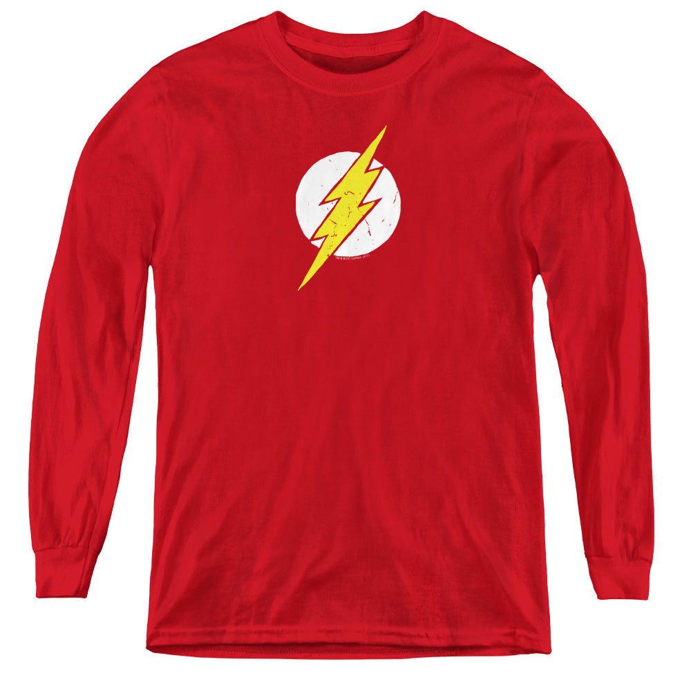 Justice League Rough Flash Long Sleeve Kids Youth T Shirt Red Officially Licensed