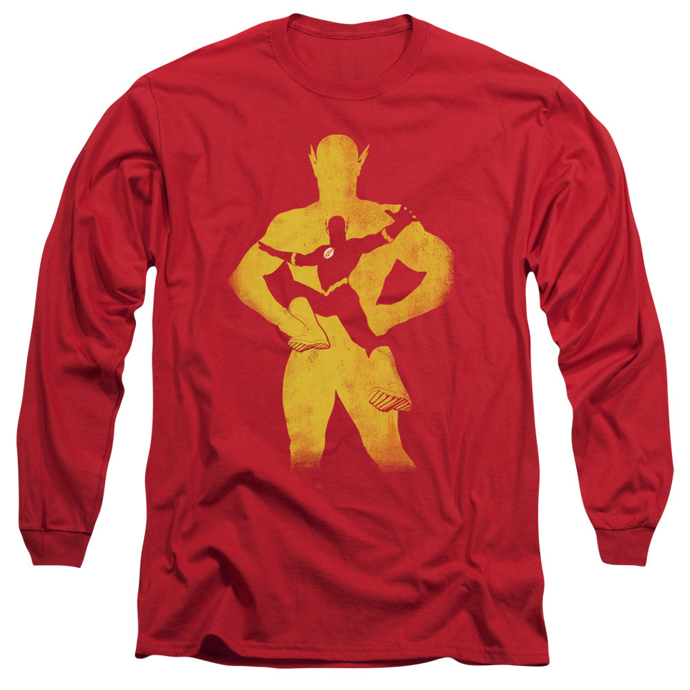 Justice League Flash Knockout Mens Long Sleeve Shirt Red Officially Licensed