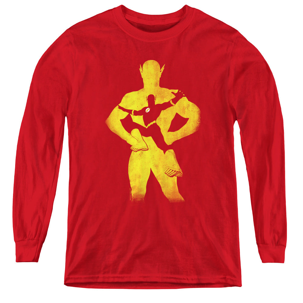 Justice League Flash Knockout Long Sleeve Kids Youth T Shirt Red Officially Licensed