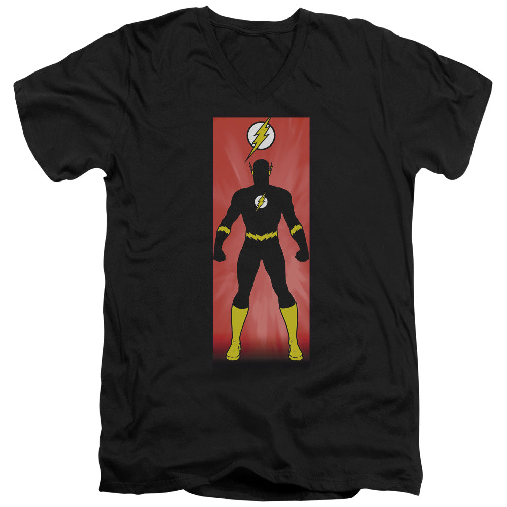 Justice League Flash Block Mens Slim Fit V-Neck T Shirt Black Officially Licensed