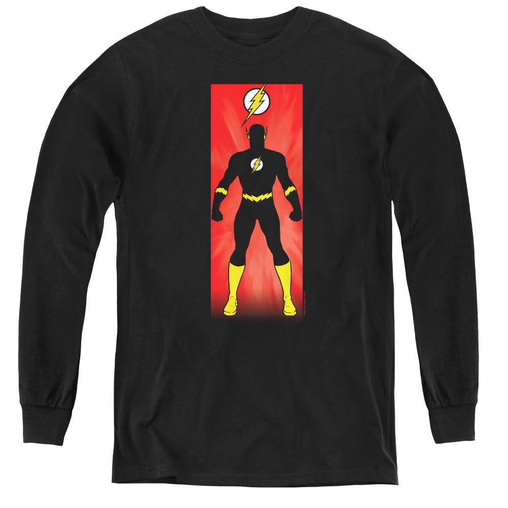 Justice League Flash Block Long Sleeve Kids Youth T Shirt Black Officially Licensed