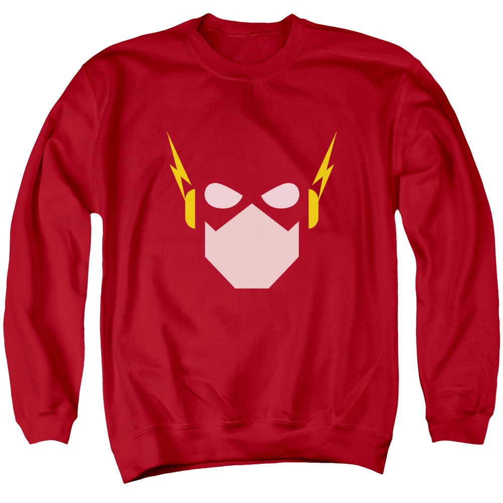 Justice League Of America Flash Head Mens Crewneck Sweatshirt Red Officially Licensed