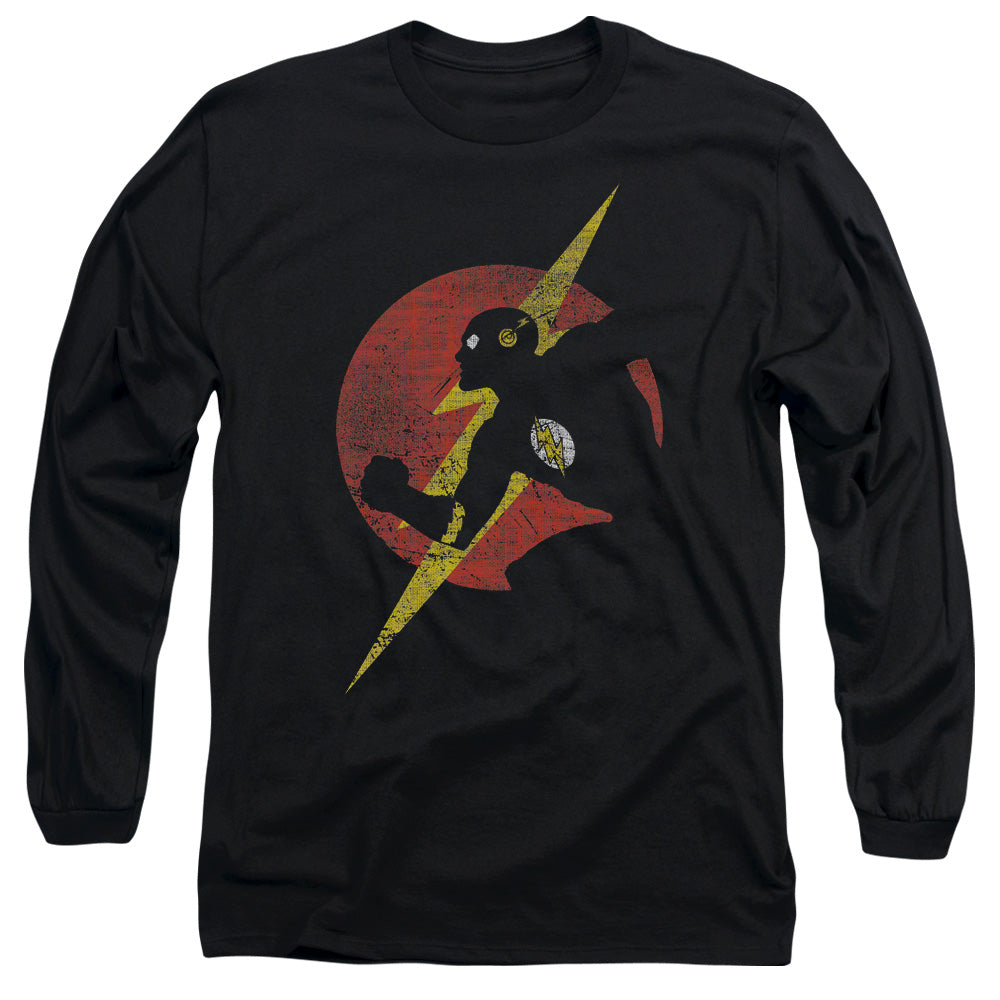 Justice League Flash Symbol Knockout Mens Long Sleeve Shirt Black Officially Licensed