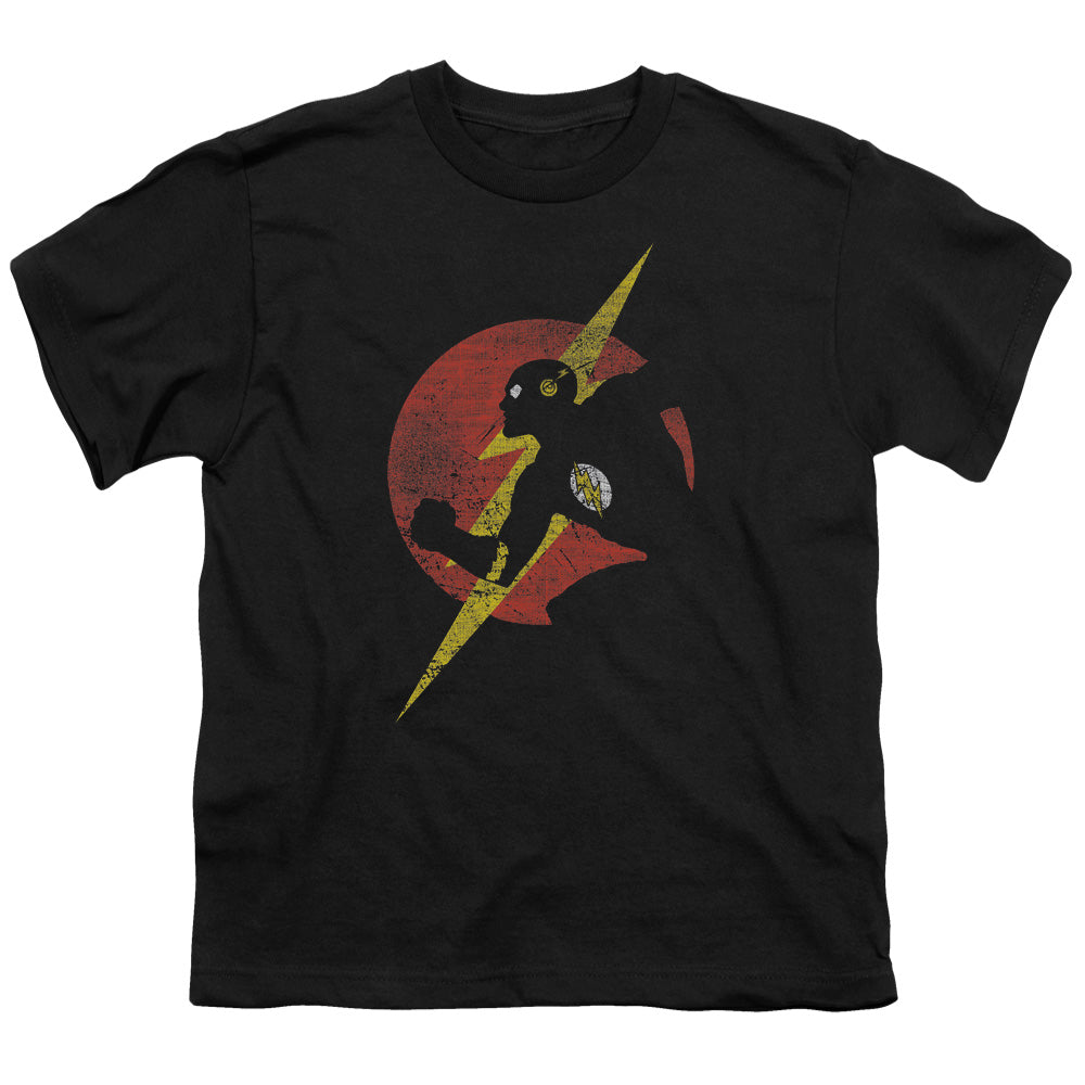 Justice League Flash Symbol Knockout Kids Youth T Shirt Black Officially Licensed