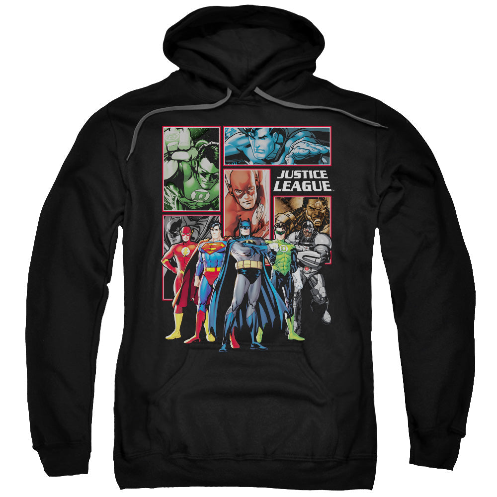 Justice League New Justice League Panels Mens Hoodie Black Officially Licensed