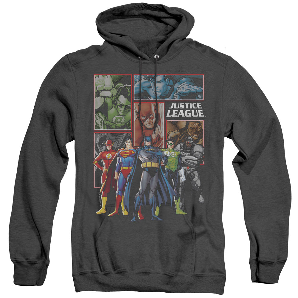Justice League New Justice League Panels Heather Mens Hoodie Black Officially Licensed