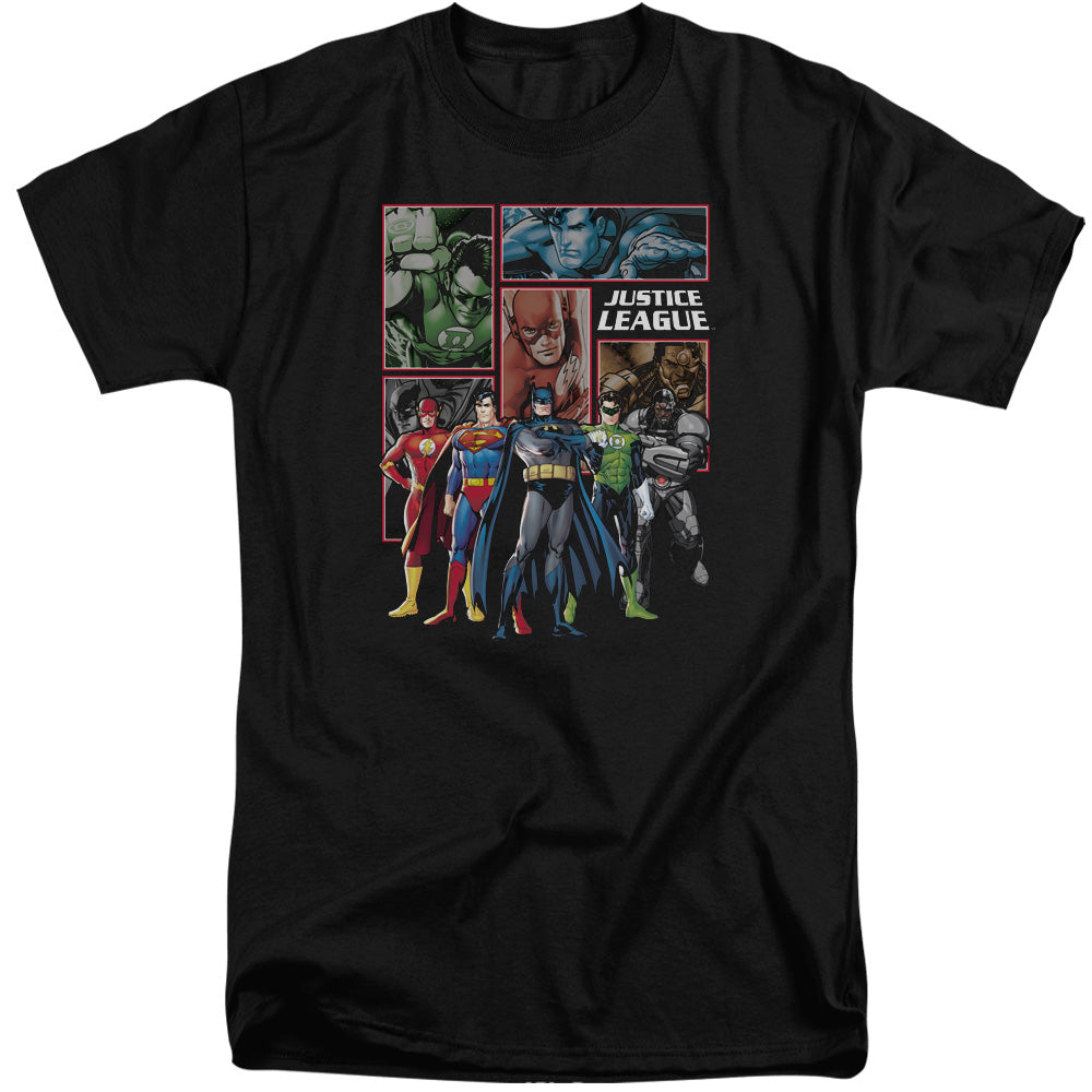 Justice League Of America New Justice League Of America Panels Mens Tall T Shirt Black Officially Licensed