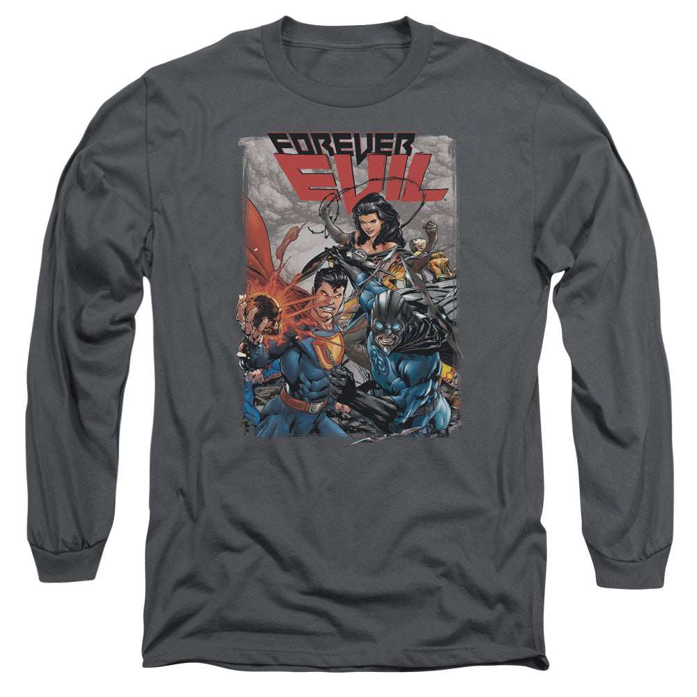 Justice League Crime Syndicate Mens Long Sleeve Shirt Charcoal Officially Licensed