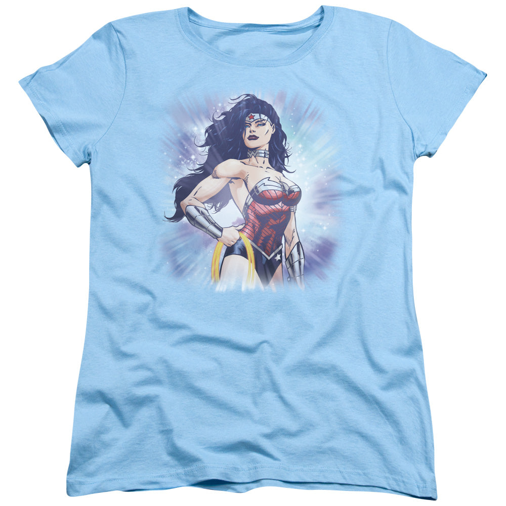 Justice League Warrior Womens T Shirt Light Blue Officially Licensed