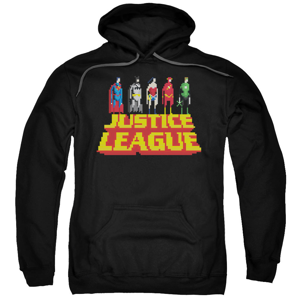 Justice League Standing Above Mens Hoodie Black Officially Licensed