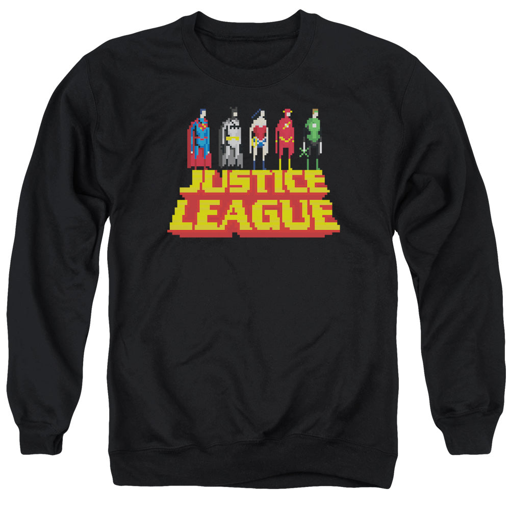 Justice League Of America Standing Above Mens Crewneck Sweatshirt Black Officially Licensed