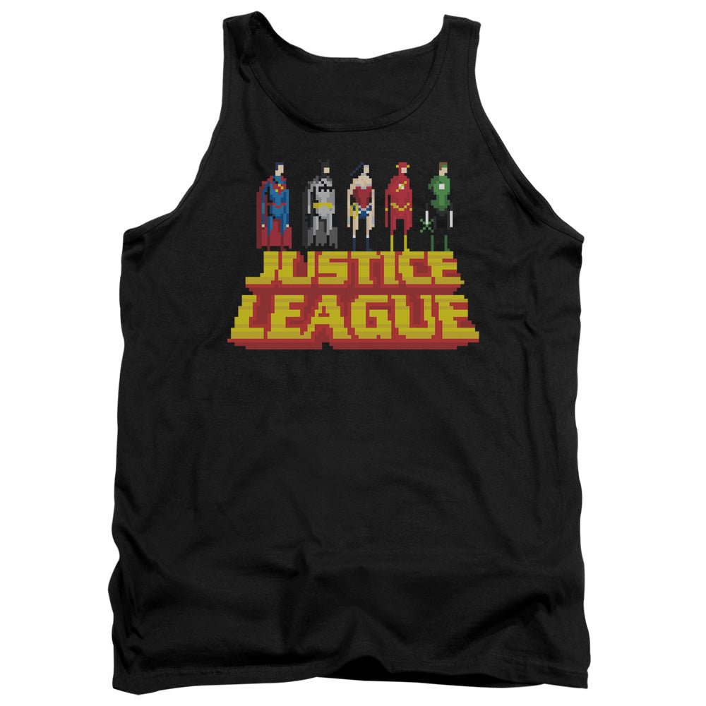 Justice League Standing Above Mens Tank Top Shirt Black Officially Licensed