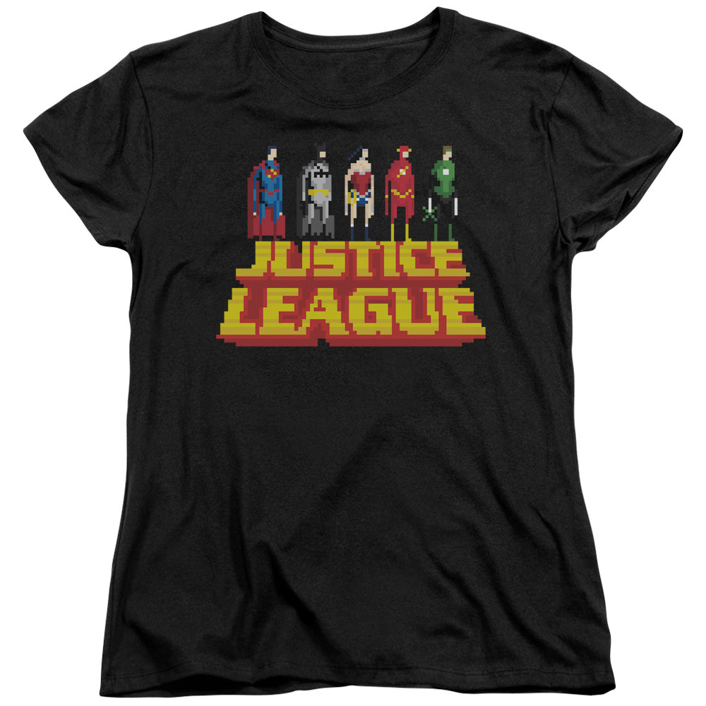 Justice League Standing Above Womens T Shirt Black Officially Licensed