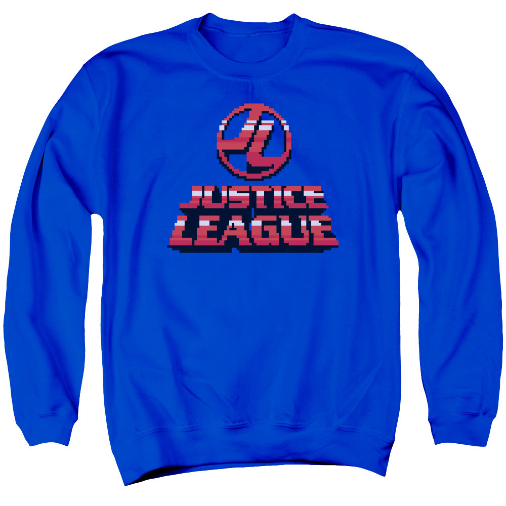 Justice League Of America 8 Bit Justice League Of America Mens Crewneck Sweatshirt Royal Blue Officially Licensed