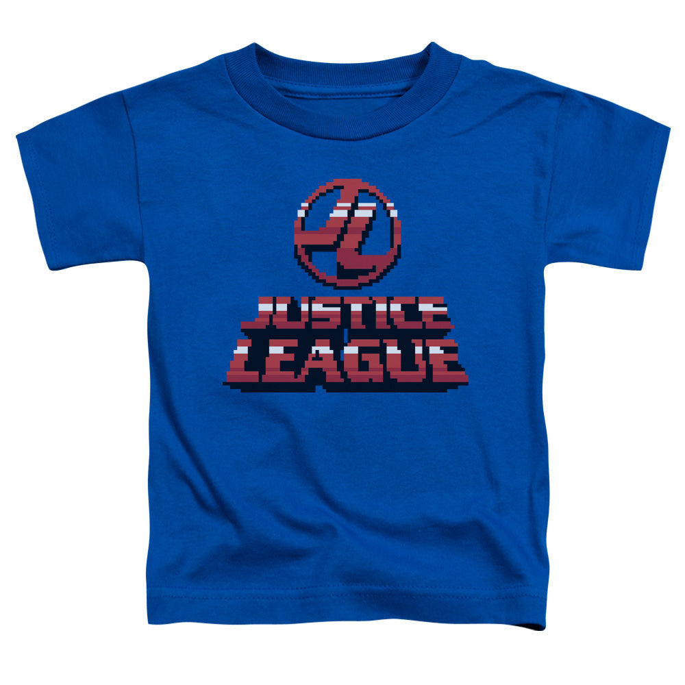 Justice League 8 Bit Justice League Toddler Kids Youth T Shirt Royal Blue Officially Licensed