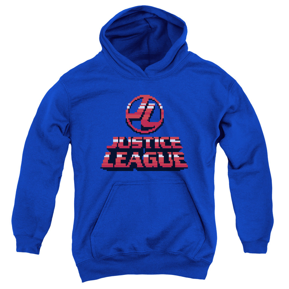 Justice League 8 Bit Justice League Kids Youth Hoodie Royal Blue Officially Licensed