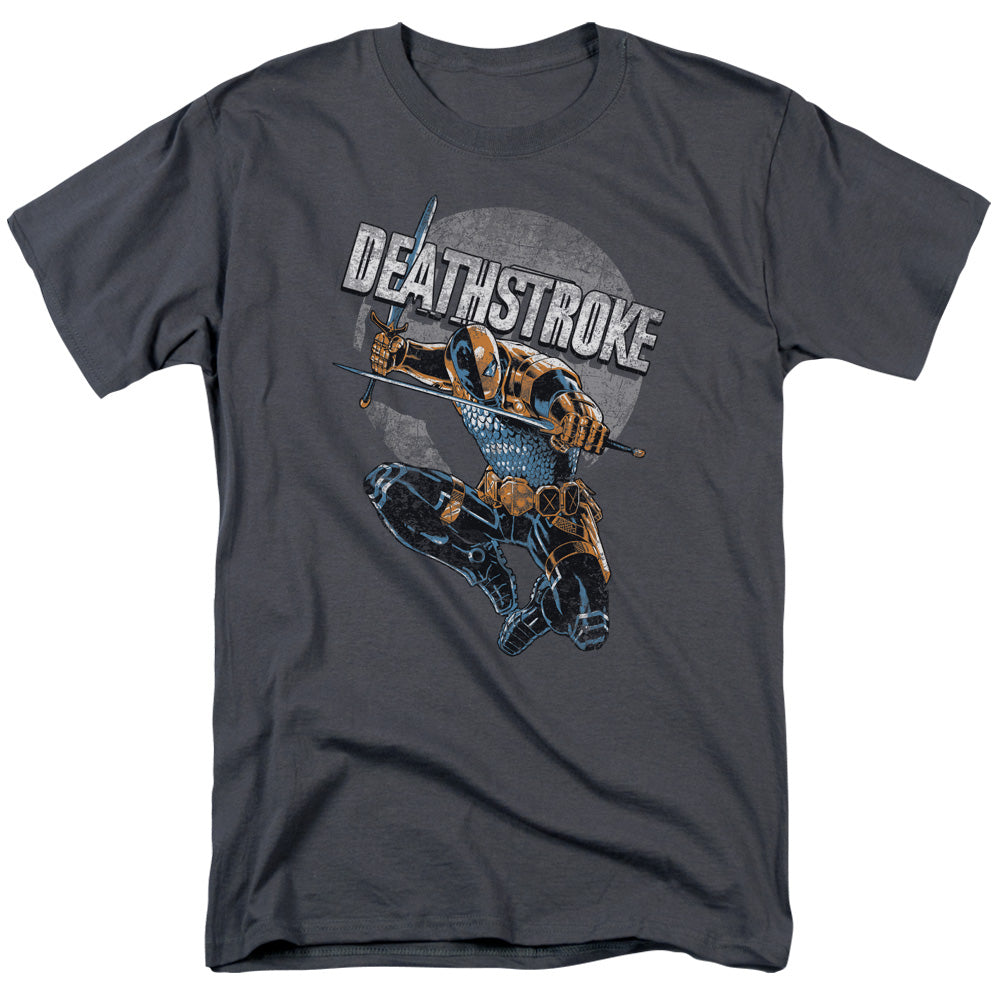 Justice League Of America Deathstroke Retro Mens T Shirt Charcoal Officially Licensed