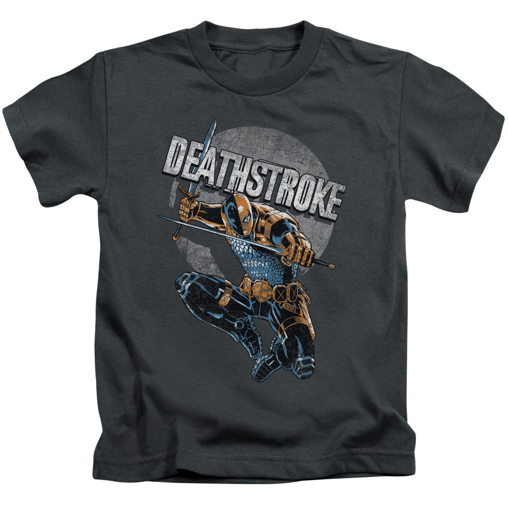 Justice League Deathstroke Retro Juvenile Kids Youth T Shirt Charcoal Officially Licensed