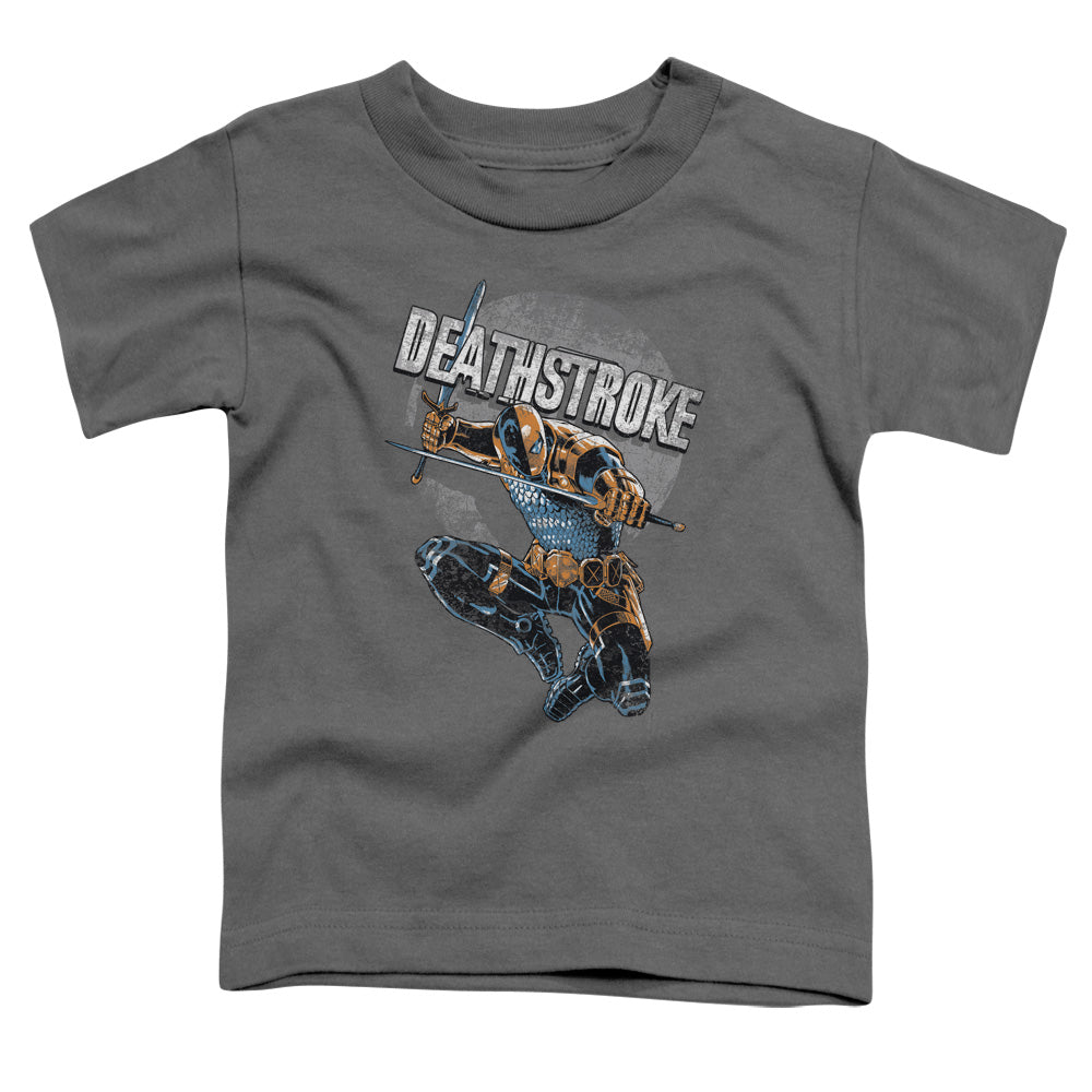 Justice League Deathstroke Retro Toddler Kids Youth T Shirt Charcoal Officially Licensed