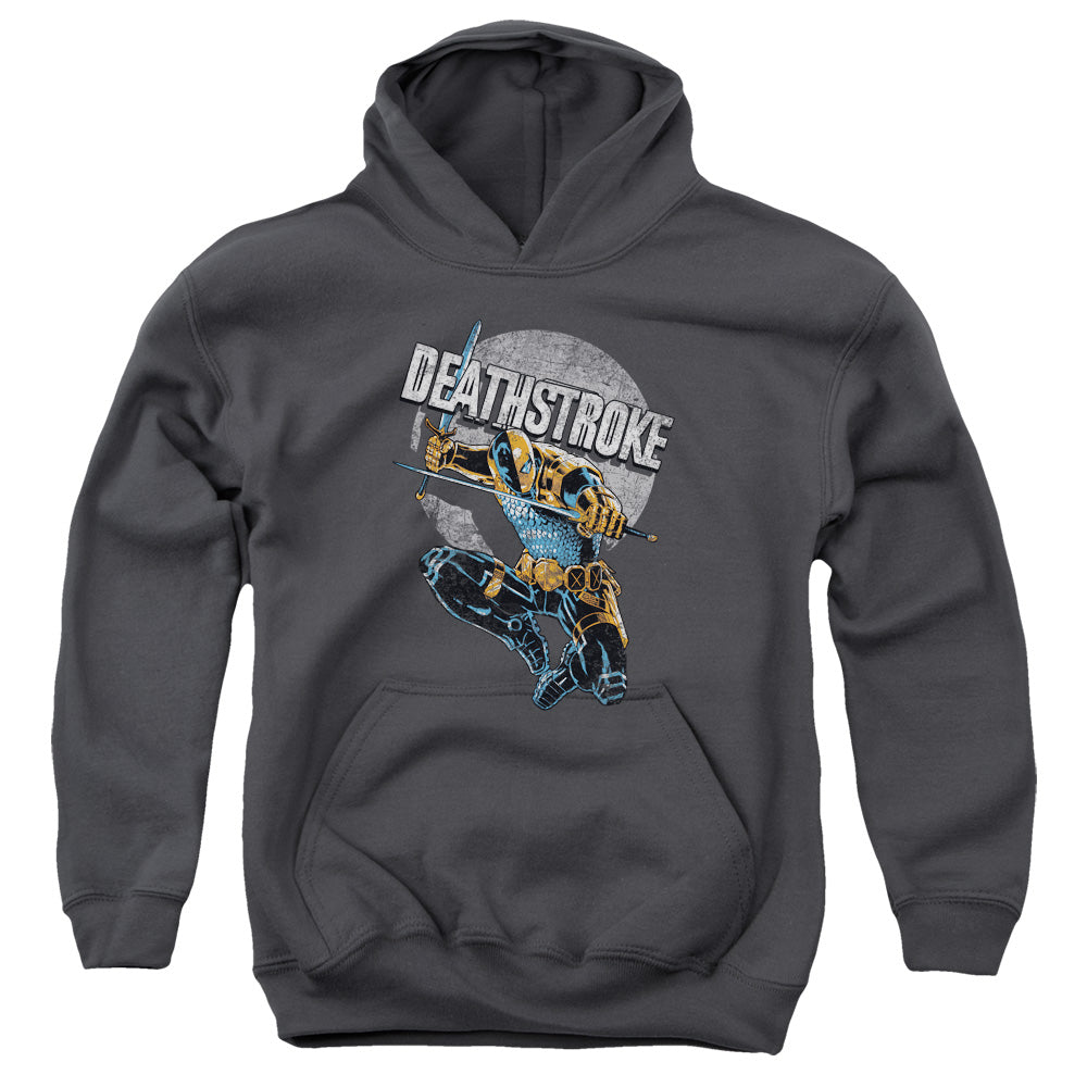 Justice League Deathstroke Retro Kids Youth Hoodie Charcoal Officially Licensed