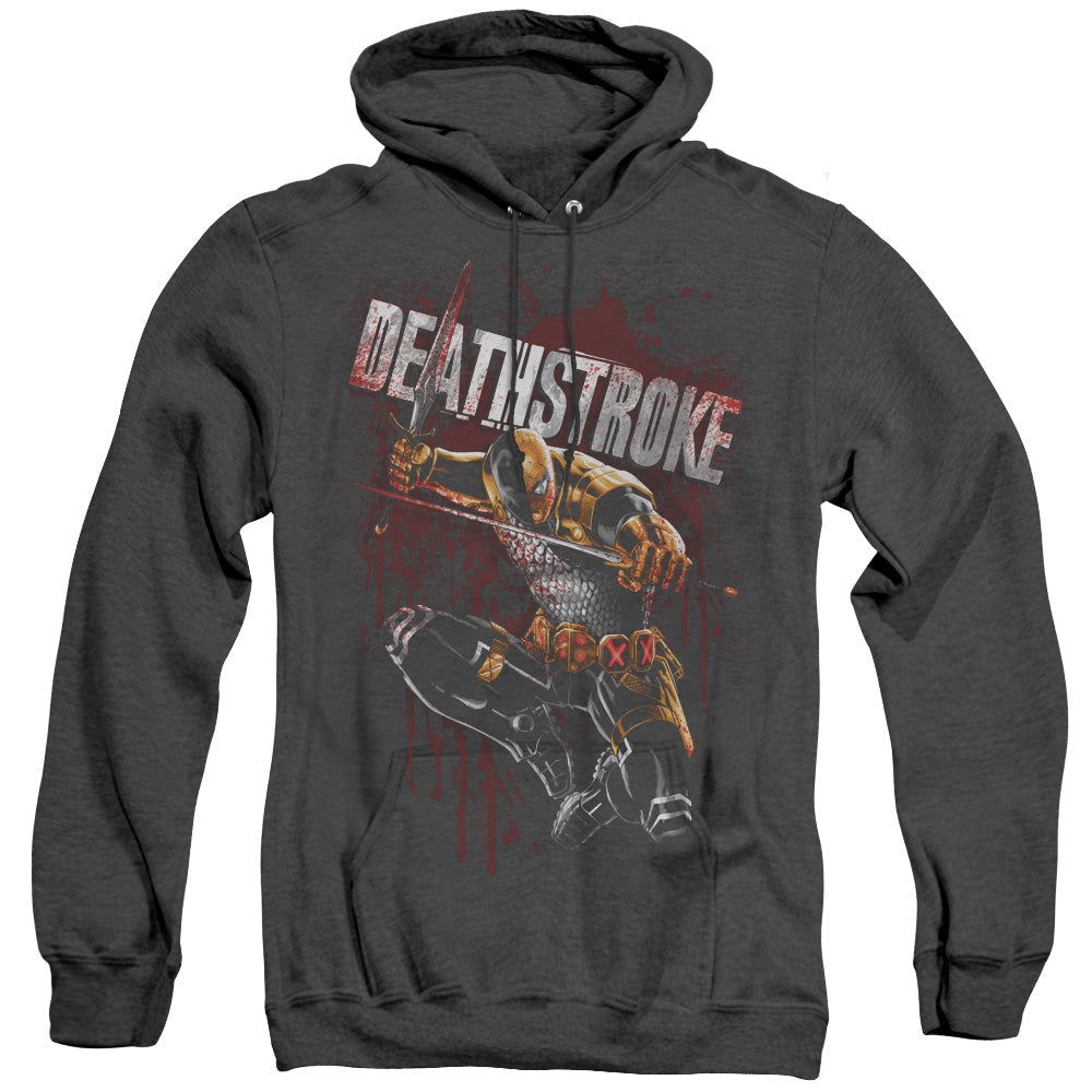 Justice League Blood Splattered Heather Mens Hoodie Black Officially Licensed