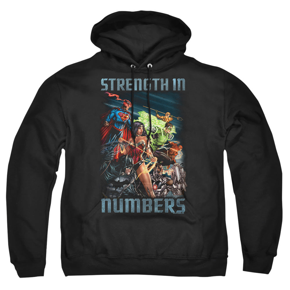 Justice League Of America Strength In Number Mens Hoodie Black Officially Licensed