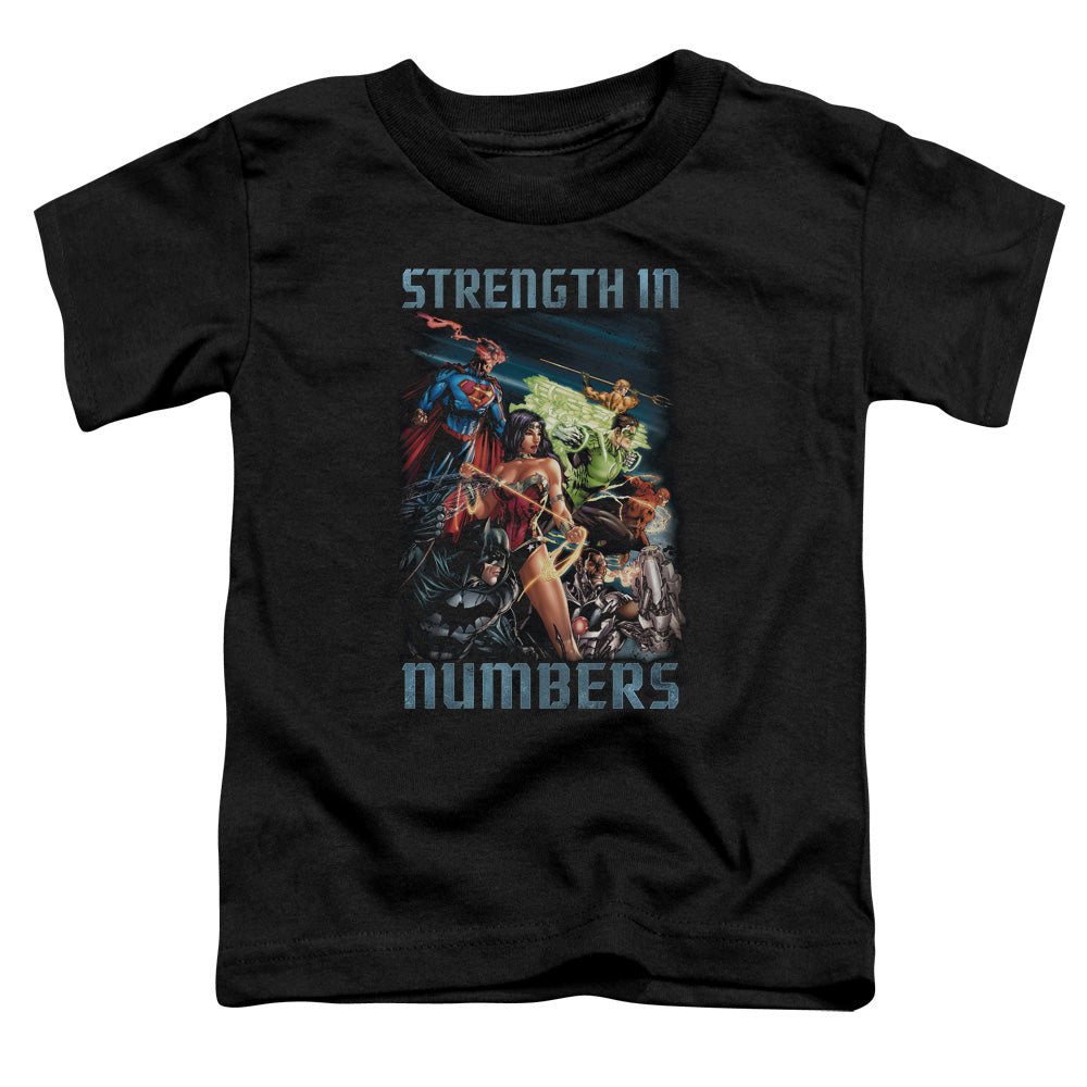 Justice League Strength in Number Toddler Kids Youth T Shirt Black Officially Licensed