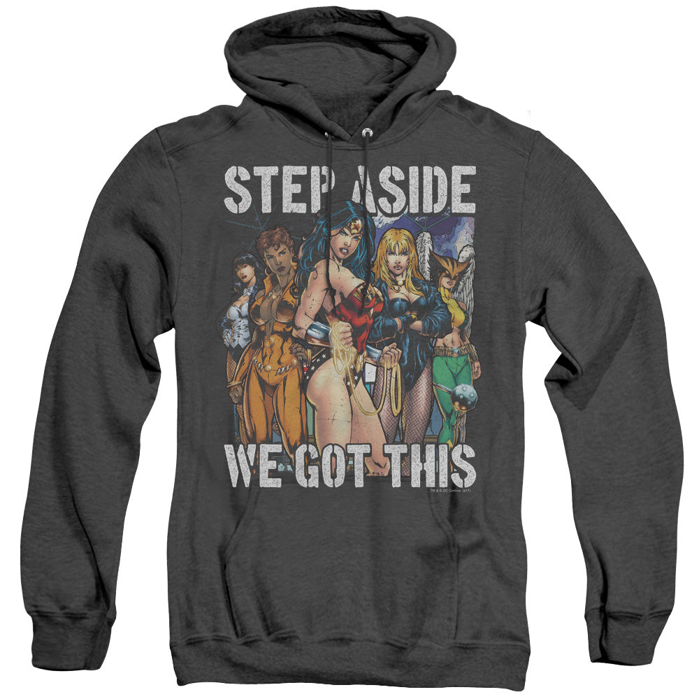 Justice League Of America Heroines Mens Heather Hoodie Black Officially Licensed