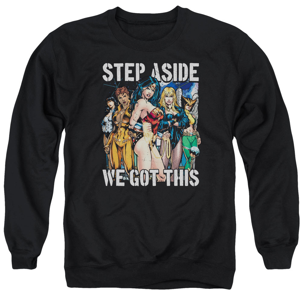 Justice League Of America Heroines Mens Crewneck Sweatshirt Black Officially Licensed