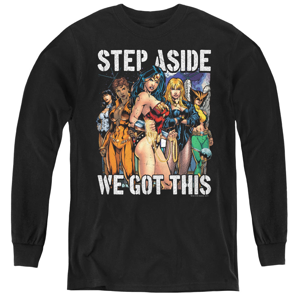 Justice League Heroines Long Sleeve Kids Youth T Shirt Black Officially Licensed