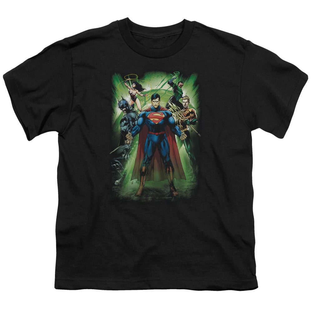 Justice League Power Burst Kids Youth T Shirt Black Officially Licensed