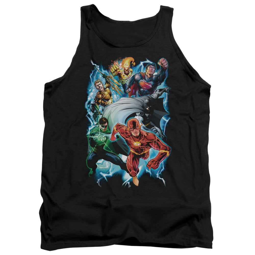 Justice League Electric Team Mens Tank Top Shirt Black Officially Licensed