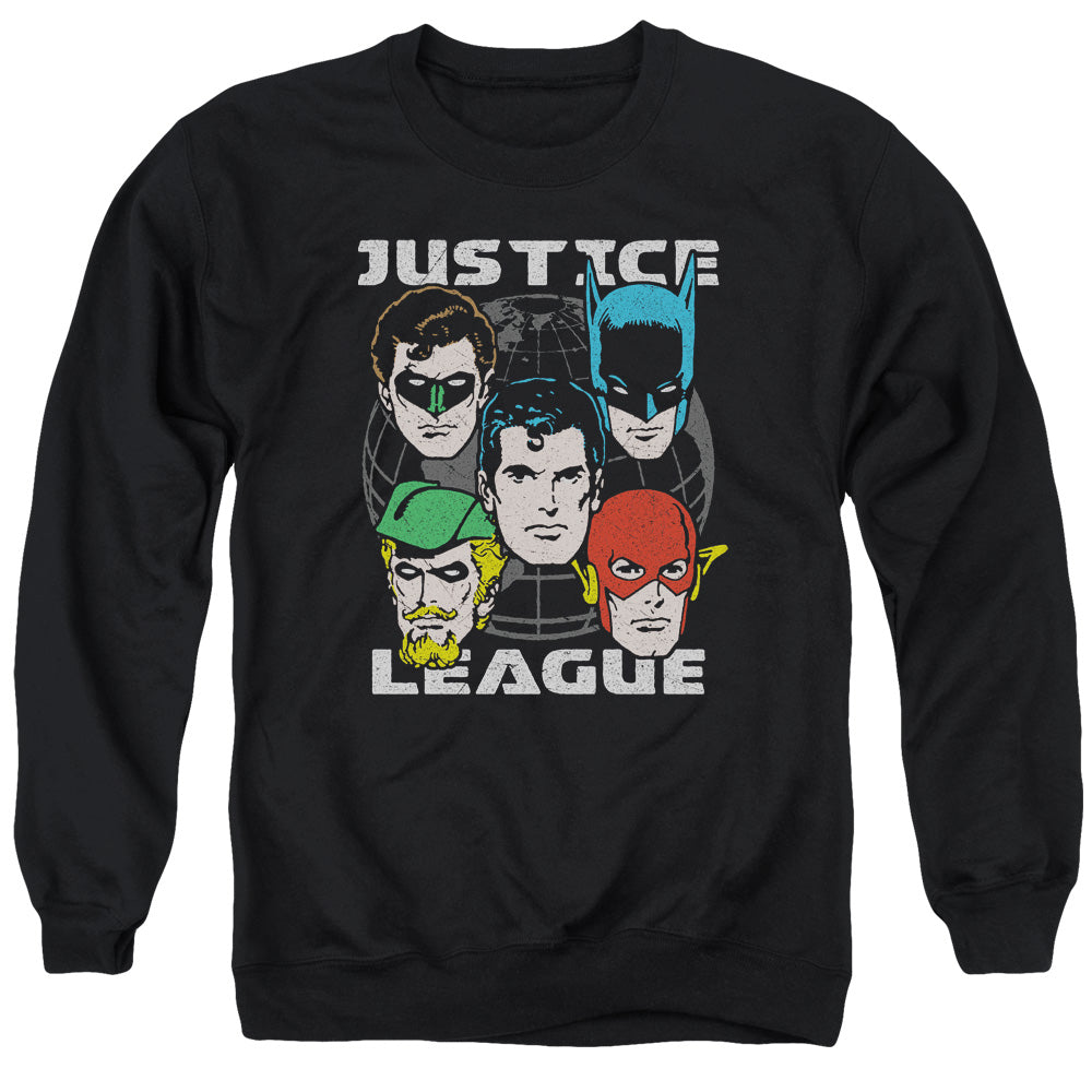 Justice League Head of States Mens Crewneck Sweatshirt Black Officially Licensed