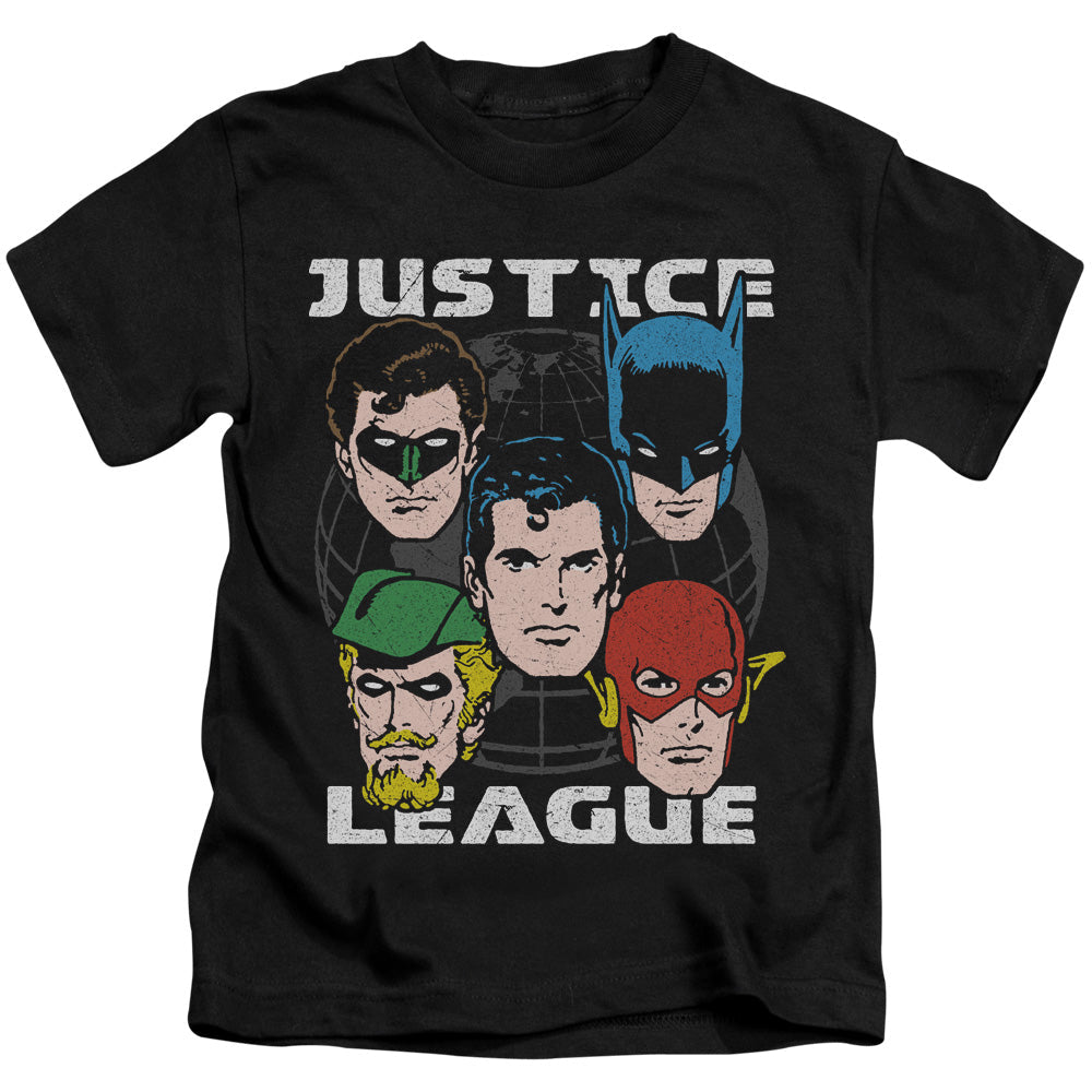 Justice League Head of States Juvenile Kids Youth T Shirt Black Officially Licensed