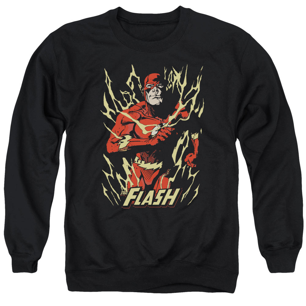 Justice League Flash Flare Mens Crewneck Sweatshirt Black Officially Licensed