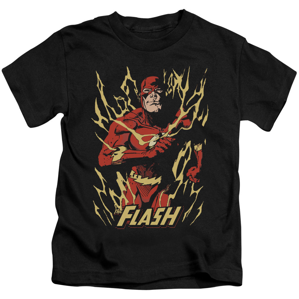 Justice League Flash Flare Juvenile Kids Youth T Shirt Black Officially Licensed