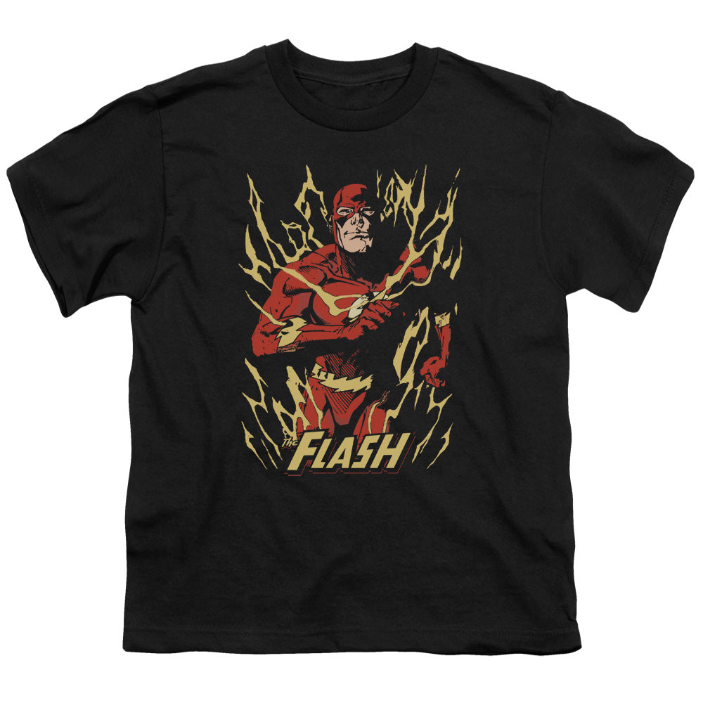 Justice League Flash Flare Kids Youth T Shirt Black Officially Licensed