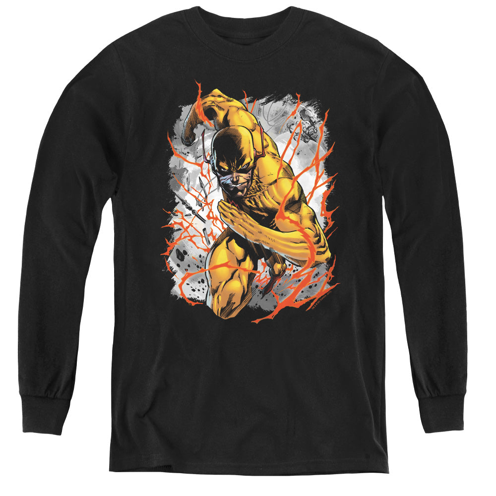 Justice League Reversed Long Sleeve Kids Youth T Shirt Black Officially Licensed