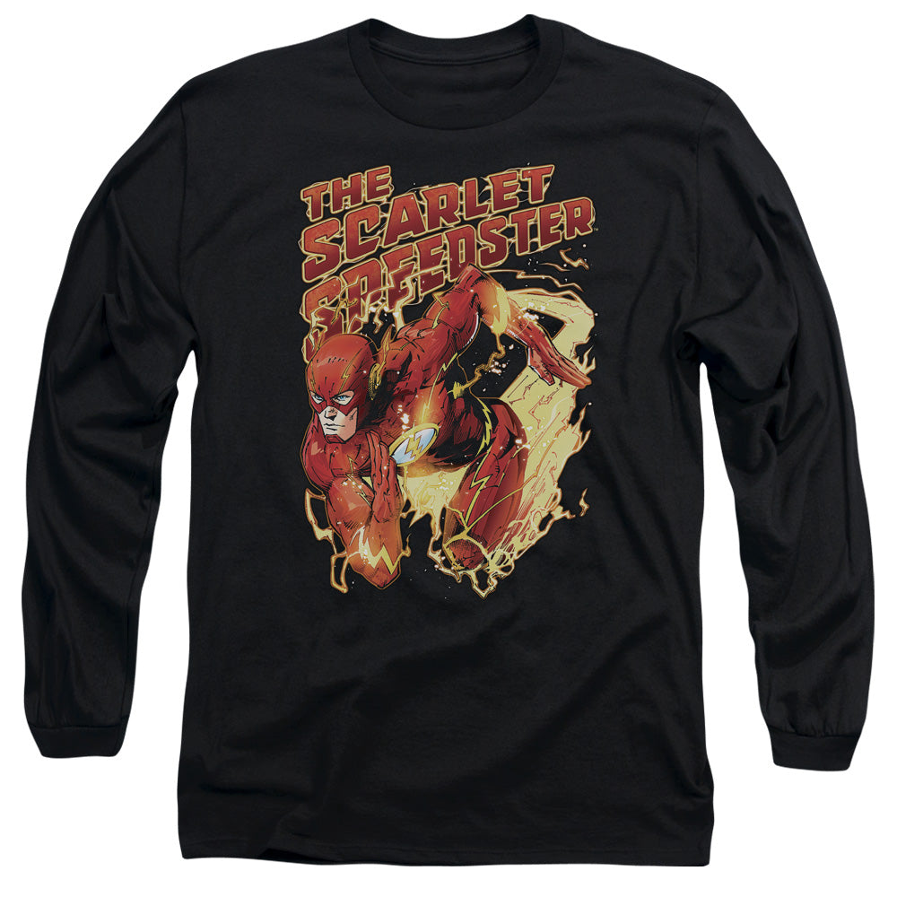 Justice League Scarlet Speedster Mens Long Sleeve Shirt Black Officially Licensed