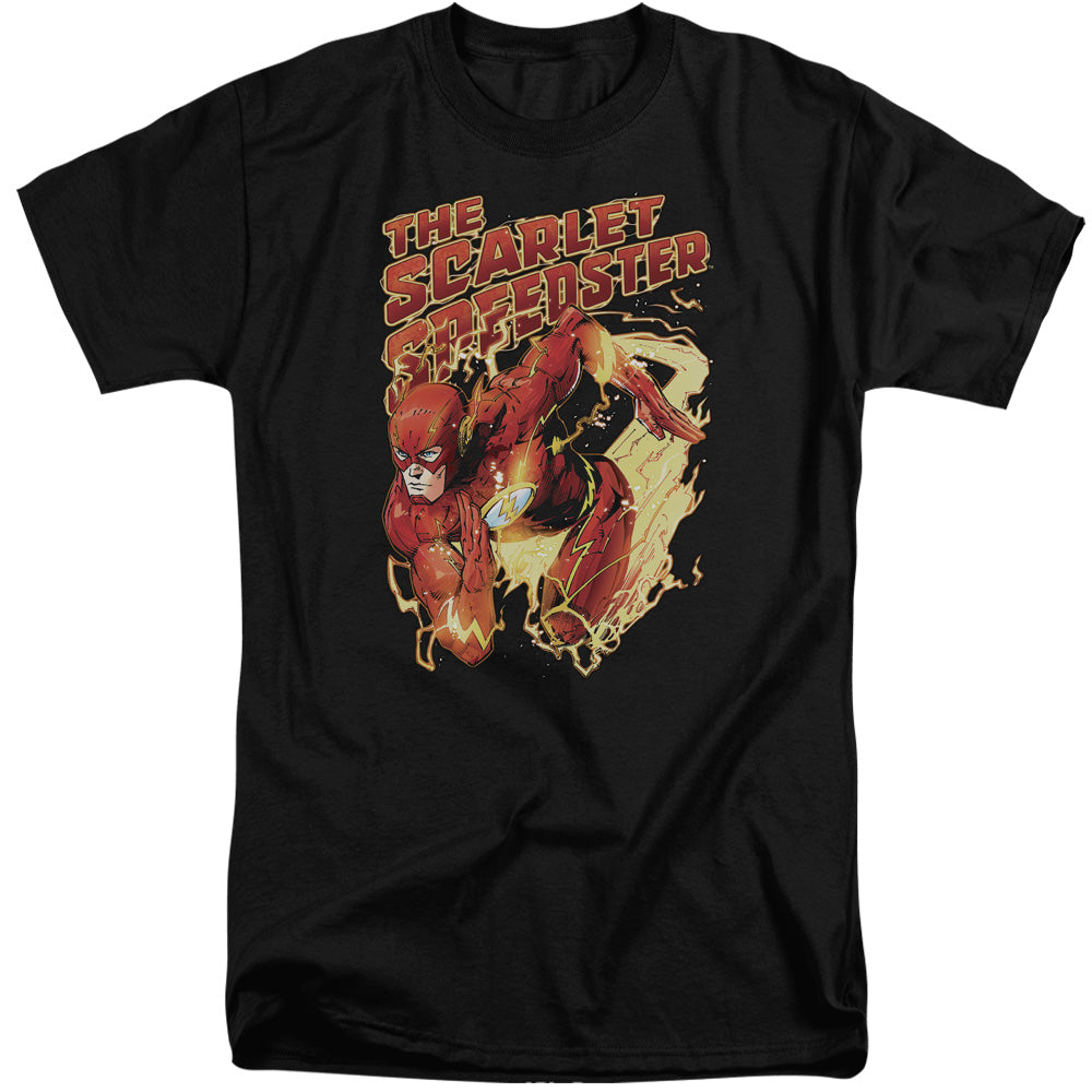 Justice League Of America Scarlet Speedster Mens Tall T Shirt Black Officially Licensed