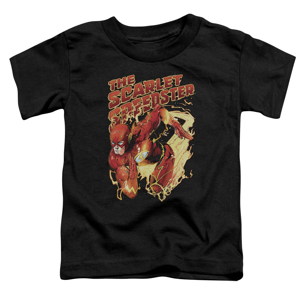 Justice League Scarlet Speedster Toddler Kids Youth T Shirt Black Officially Licensed