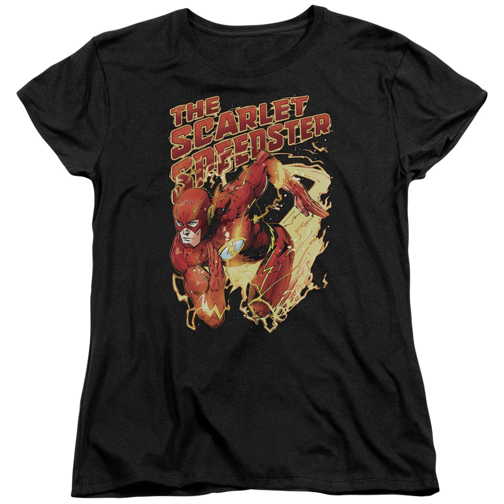 Justice League Scarlet Speedster Womens T Shirt Black Officially Licensed