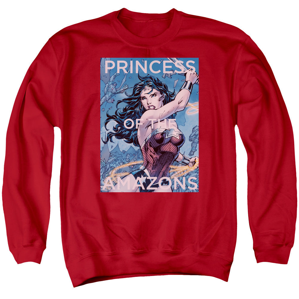 Justice League Of America Princess Of The Amazons Mens Crewneck Sweatshirt Red Officially Licensed